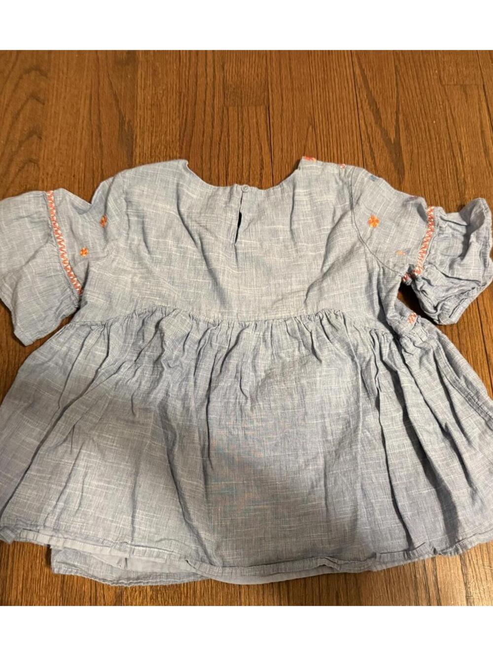 Cat & Jack Girls Embroidered Gray Cotton Girls Dress Size L (10/12) - Picture 4 of 4
